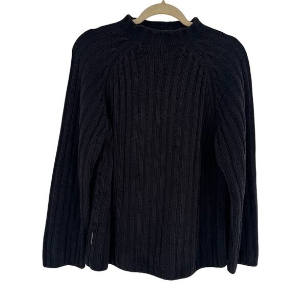 DKNY Black Chunky Knit Long Sleeve Sweater Mock Neck Winter Soft Comfy Relaxed S - Picture 1 of 7
